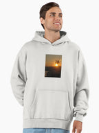 Sunset Over The Coast Hoodie - Premium Oversized Nautical Beach Top Bone