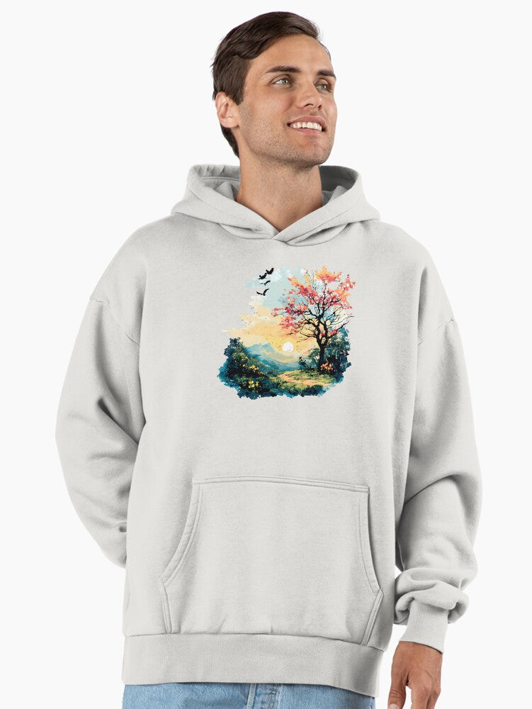 Dreamy Blossom Tree Sunset Premium Oversized Hoodie Bone