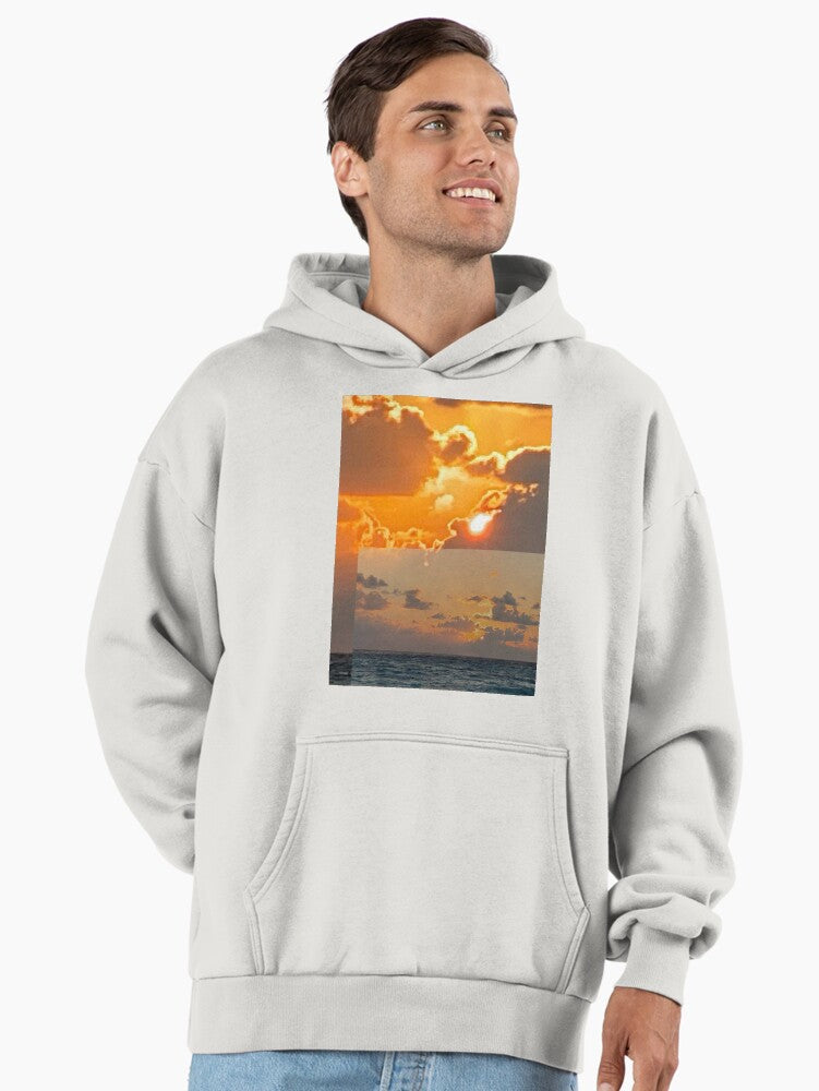 Twilight Glow Sunset Hoodie - Premium Oversized Comfy Lounge Pullover Bone