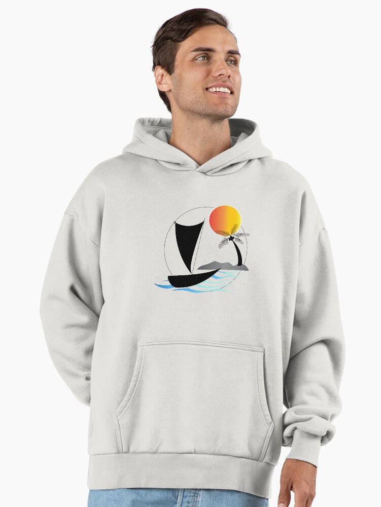 Simple Sunset Graphic Hoodie - Premium Oversized Essential Apparel Bone