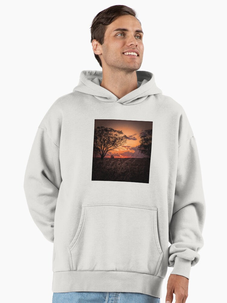Vibrant Sunset Graphic Premium Oversized Hoodie Bone