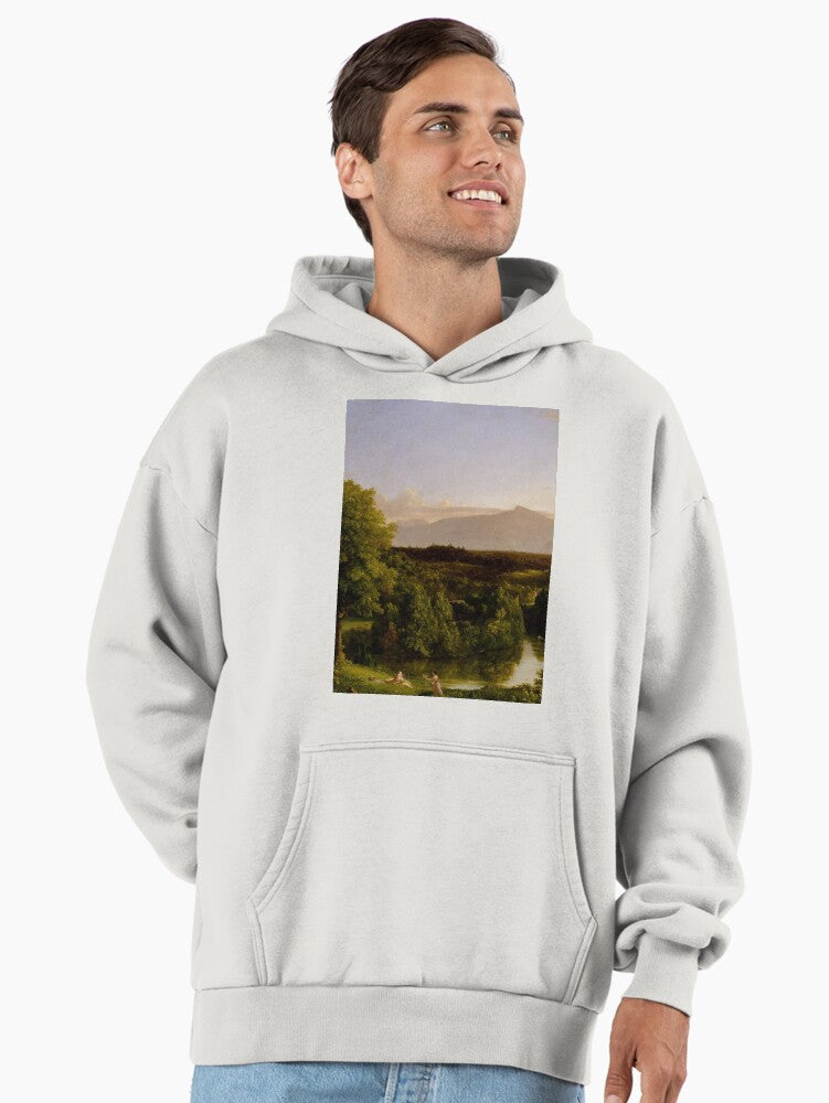 Canvas Sunset Painting Hoodie - Premium Oversized Fine Art Style Bone