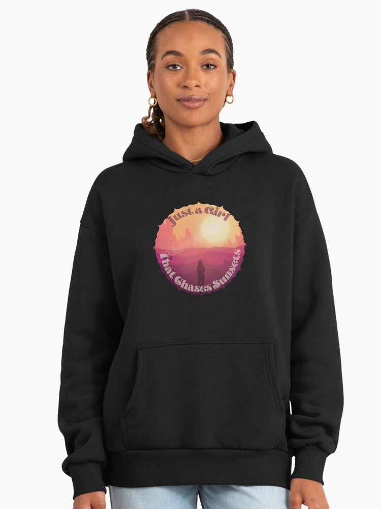 Lovely Just A Girl That Chases Sunsets Hoodie Graphite Black