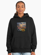 Sun Dreams Aesthetic Hoodie - Surreal Celestial Oversized Apparel Black