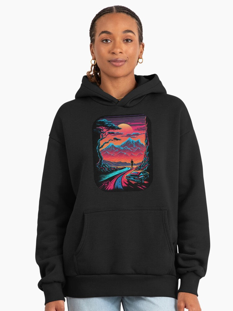 Disappear Into The Sunset Hoodie - Dreamy Escapist Oversized Wear Black