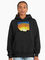 Mountain Sunset Scenery Hoodie - Premium Alpine Wilderness Apparel Black