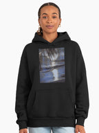 Galathi Sunset Beach Stars Hoodie - Premium Oversized Celestial Art Black