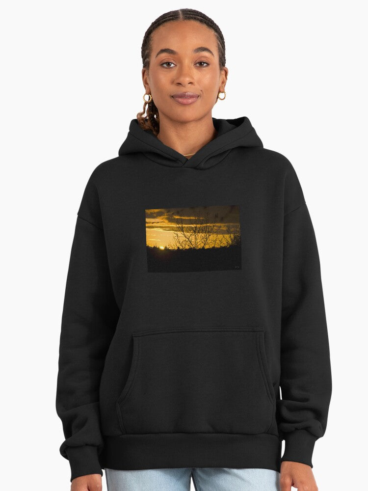 Folsom Sunset Landscape Hoodie - Premium Oversized Local View Art Black