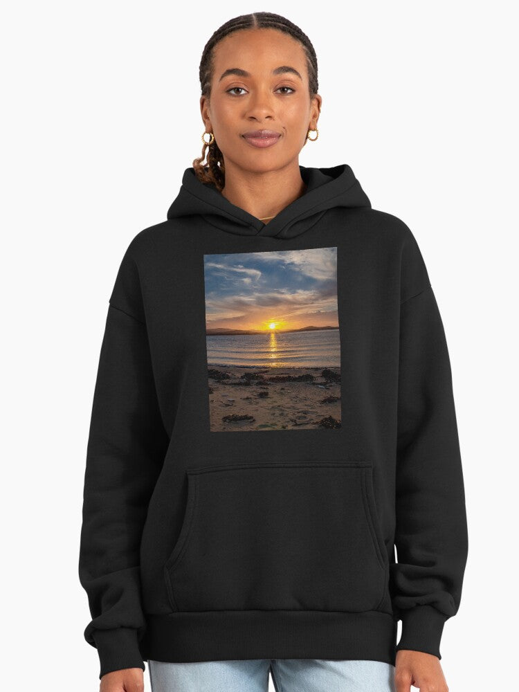 Dreamy Sunsets Sunrises Hoodie - Soft Sky Premium Oversized Top Black