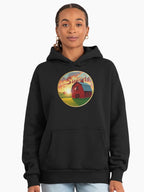 Country Light Golden Hour Hoodie - Premium Oversized Rural Sunset Art Black