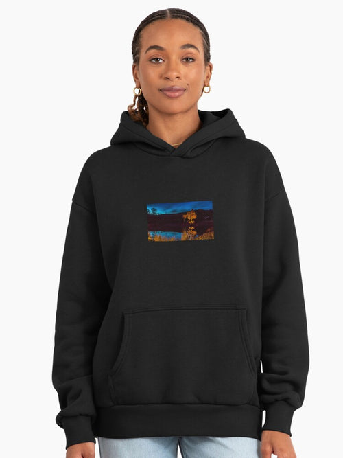 Celestial Sunsets Sunrises Hoodie - Galaxy Inspired Oversized Wear Black