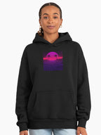 Nature Horizon Sunset Hoodie - Premium Oversized Outdoor Lifestyle Black