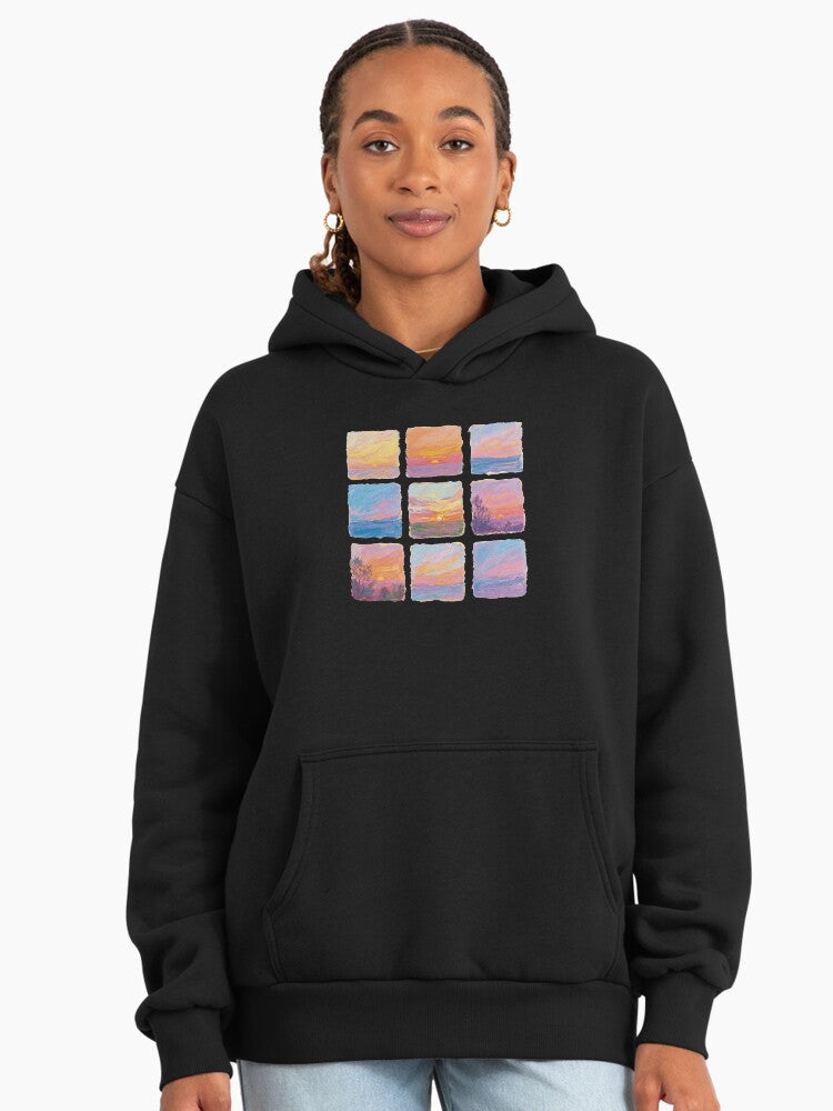 Sunset Abstractions Miniature Hoodie - Premium Oversized Unique Print Black