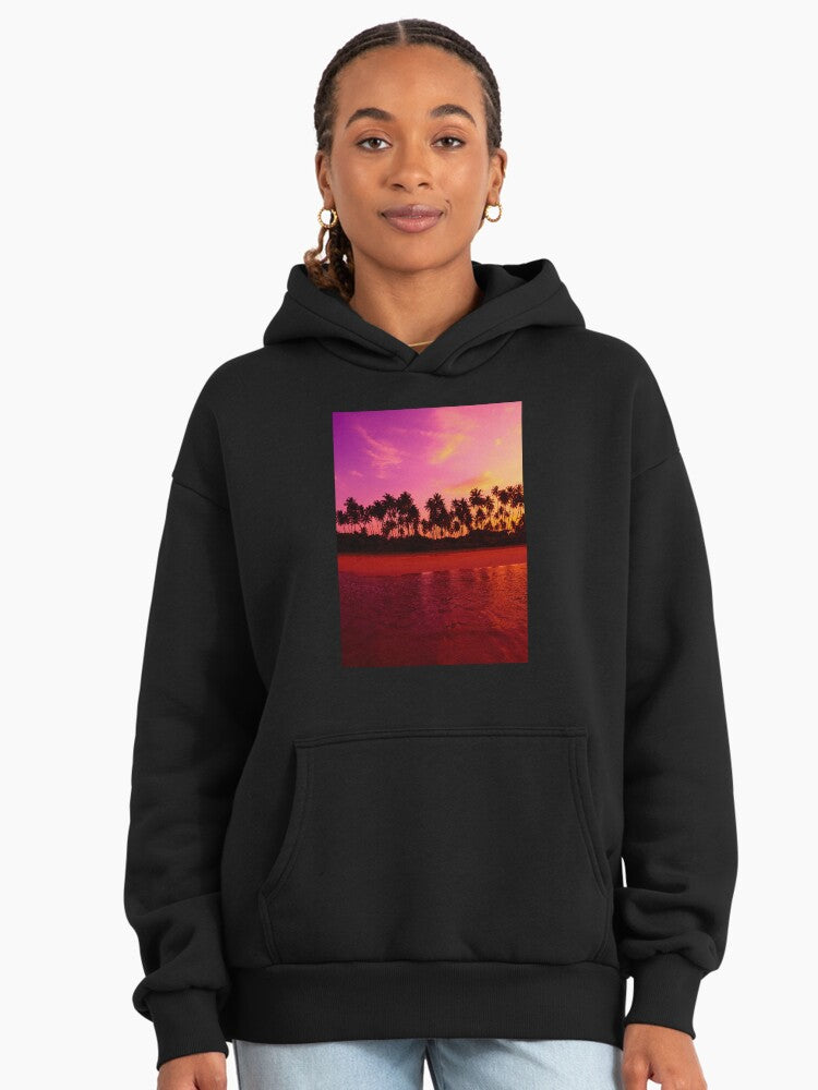 Relaxing Beach Sunset Premium Oversized Hoodie Black
