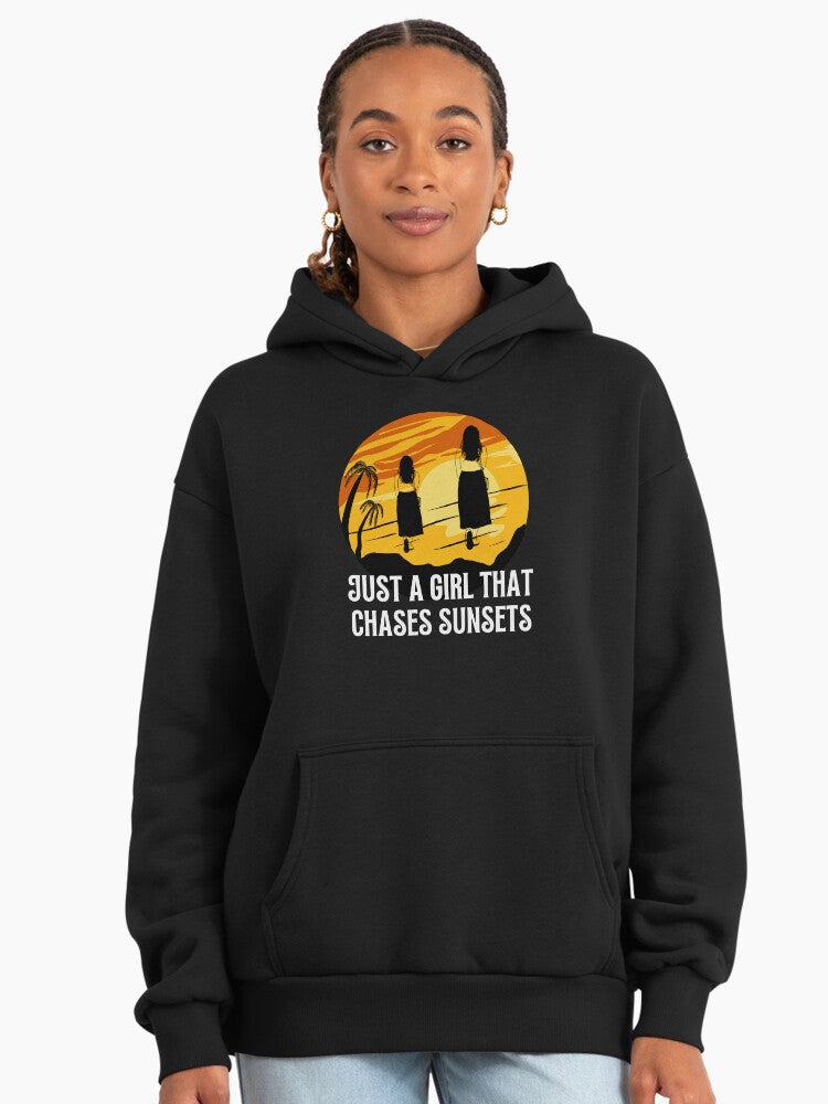 Just A Girl That Chases Sunsets Oversized Hoodie Black