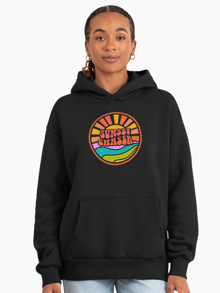 Sunset Chaser Explorer Hoodie - Premium Oversized Outdoor Enthusiast Black
