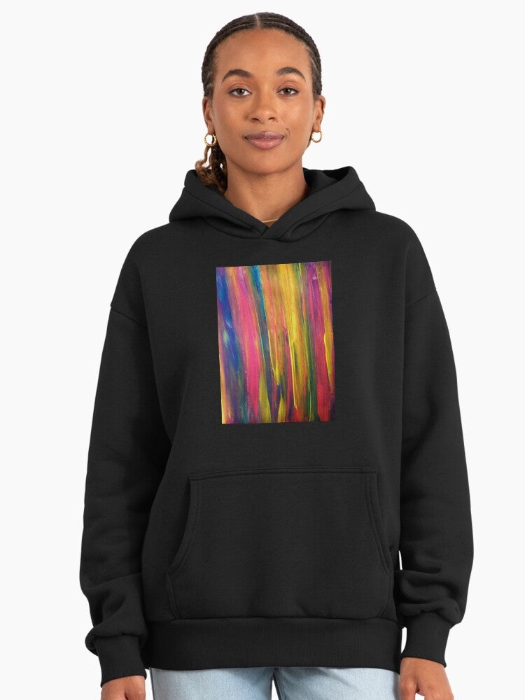 Sunset Flame Graphic Hoodie - Premium Oversized Bold Fire Aesthetic Black