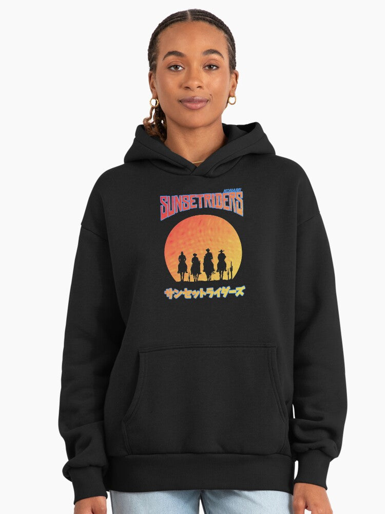 Sunset Riders Western Hoodie - Premium Oversized Cowboy Aesthetic Black