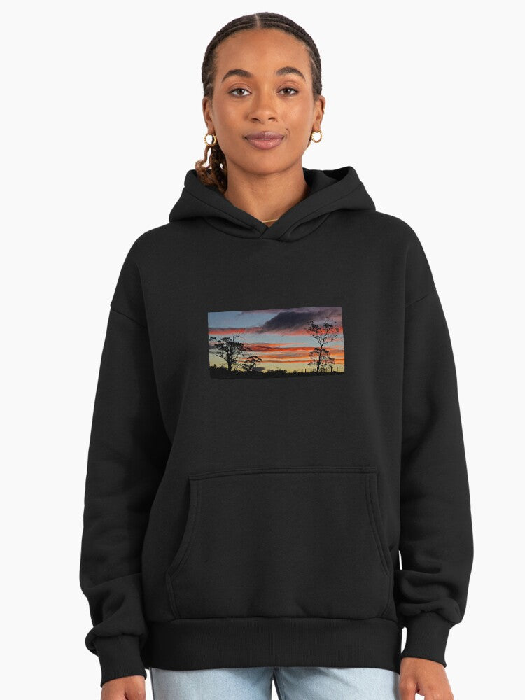 Natural Sunsets Sunrises Hoodie - Earthy Tones Premium Streetwear Black