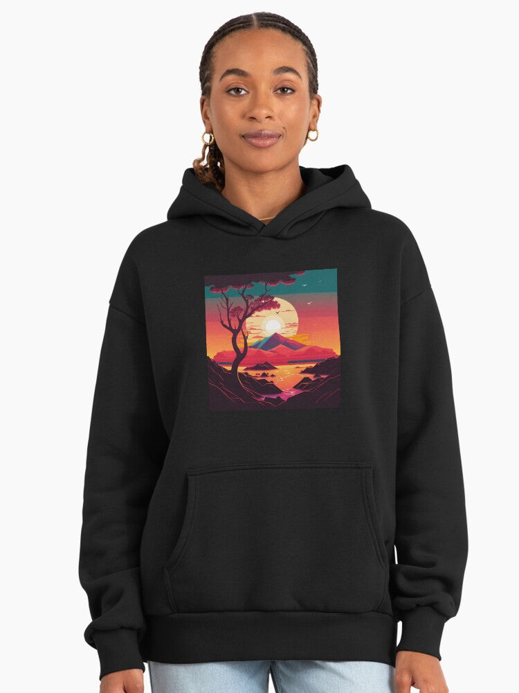 Savannah Sunset Scenery Hoodie - African Safari Inspired Apparel Black