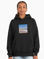 Beach Calm Sunset Hoodie - Premium Oversized Peaceful Ocean Vibe Top Black
