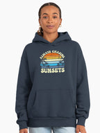 Always Chasing Sunsets Retro Beach Oversized Hoodie Midnight Navy