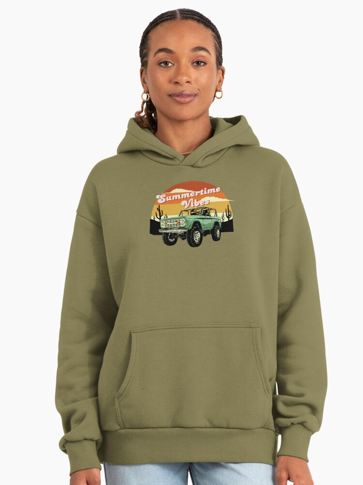 Summertime Vibes Beach Premium Oversized Hoodie Light Olive