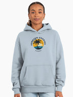 Chasing Sunsets Graphic Hoodie - Premium Oversized Adventure Wear Stonewash Denim