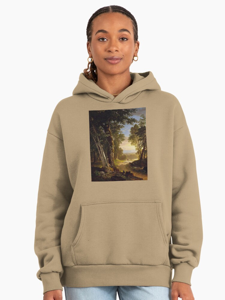 Fine Art Sunset Hoodie - Premium Oversized Scenic Painting Print Tan