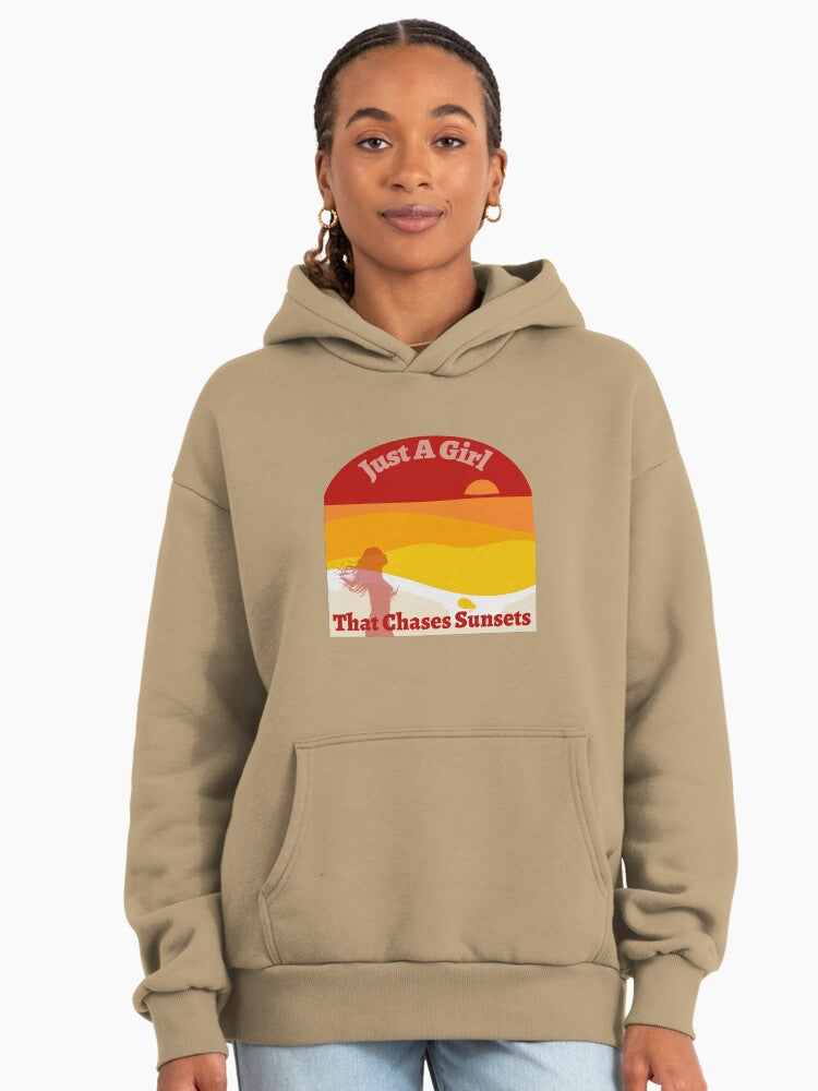 Sweet Just A Girl That Chases Sunsets Hoodie Tan