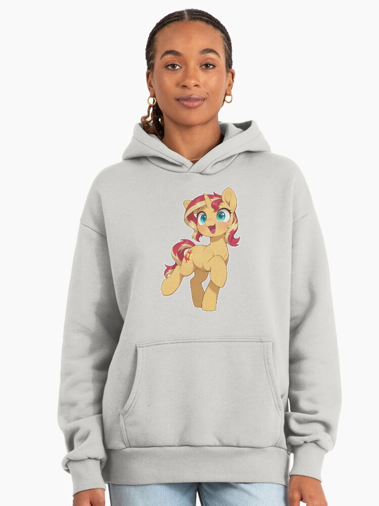 Sunset Shimmer Happy Pony Hoodie - Premium Oversized Cute Graphic Bone
