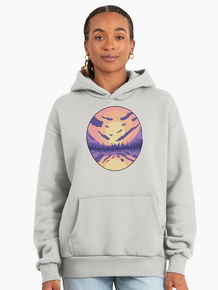 Radiant Horizon Sunset Hoodie - Premium Oversized Comfy Streetwear Bone