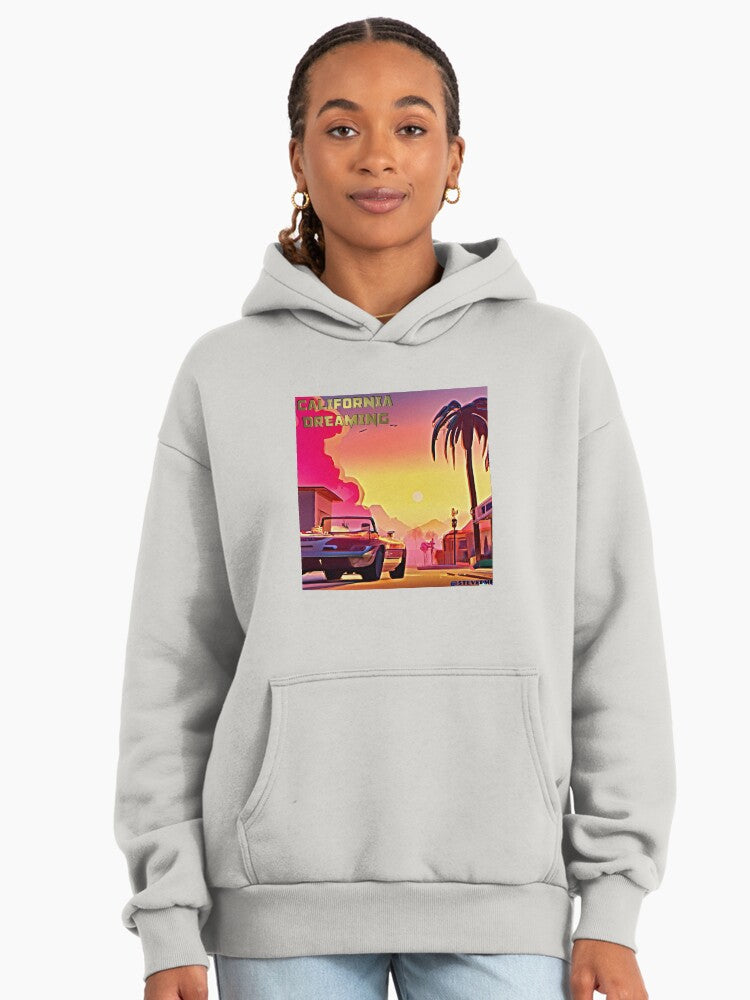 California Dreaming Retro Hoodie - Premium Oversized West Coast Style Bone