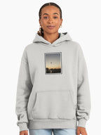 Spider Web Sunset Photo Hoodie - Premium Oversized Nature Photography Bone