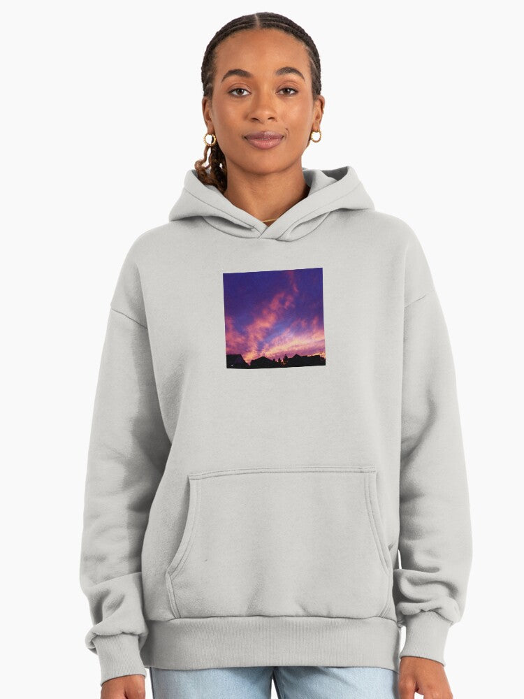 Vivid Sunset Glow Hoodie - Bright Aesthetic Premium Oversized Top Bone