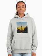 Alone Sunset Minimalist Hoodie - Solitude Aesthetic Oversized Wear Bone