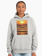 Acapulco Beach Sunset Hoodie - Premium Oversized Scenic Art Print Bone