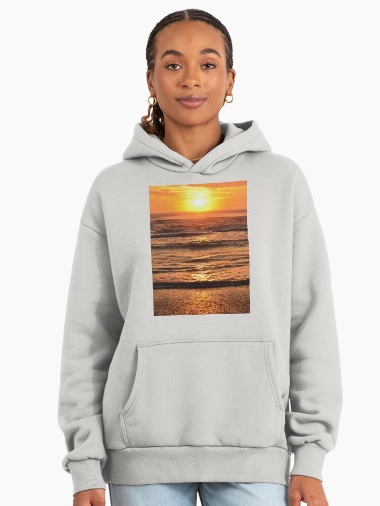 Acapulco Beach Sunset Hoodie - Premium Oversized Scenic Art Print Bone
