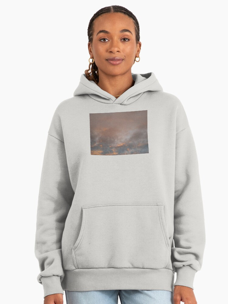 Scenic Sunsets Print Hoodie - Premium Oversized Vacation Style Bone