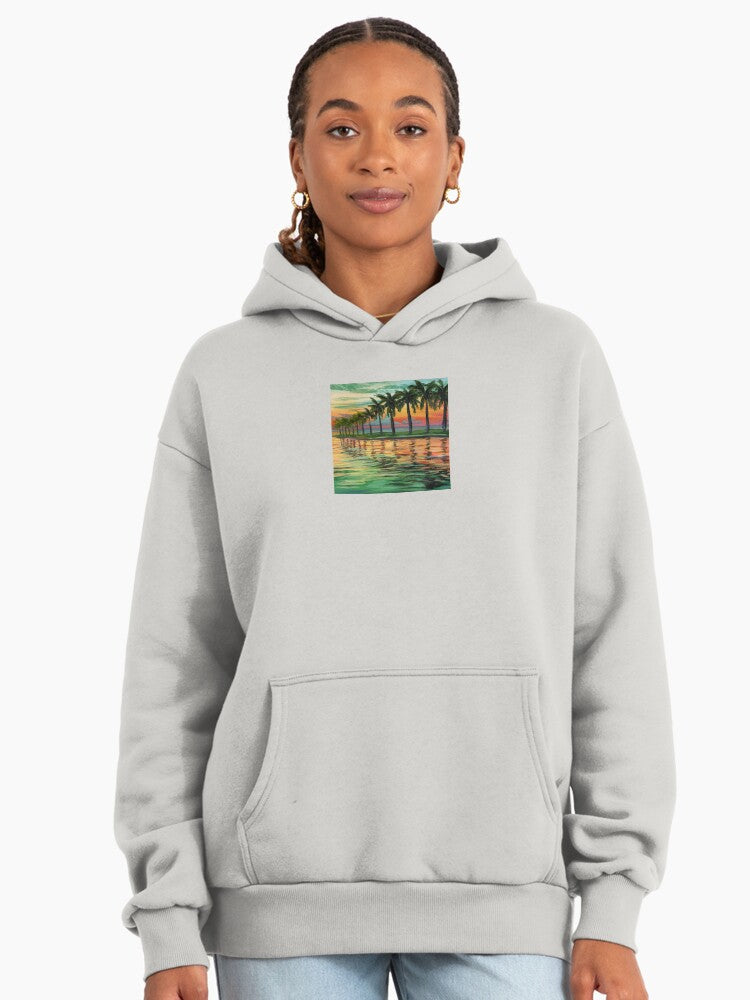 Tropical Sunset Paradise Hoodie - Island Life Premium Oversized Wear Bone