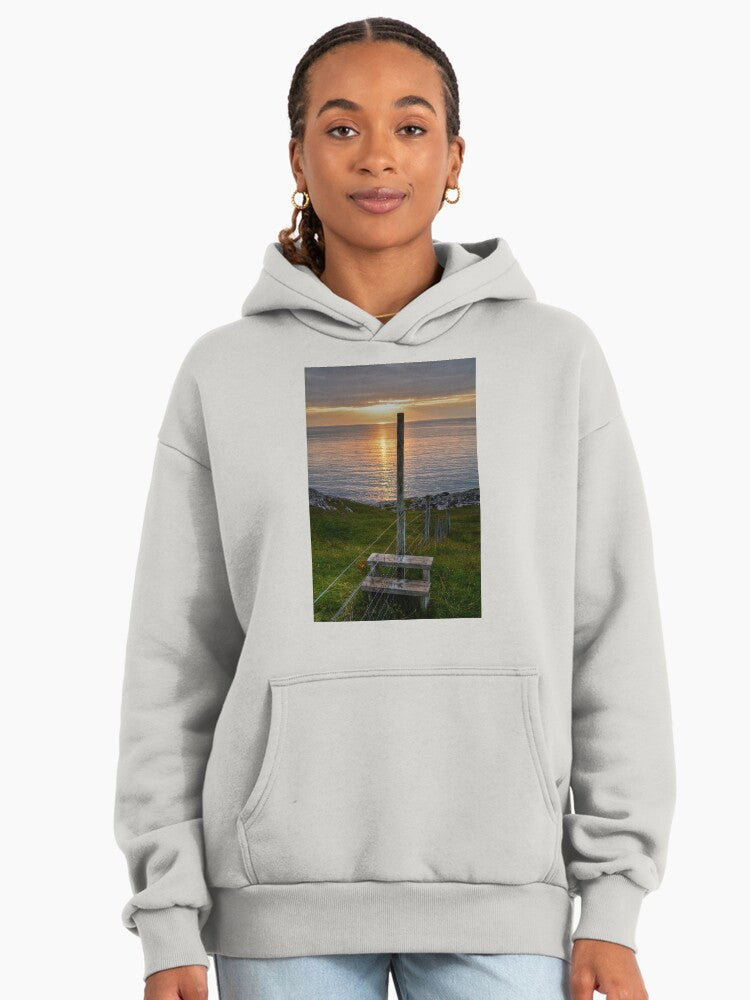 Stepping Into The Sunset Hoodie - Premium Oversized Visionary Style Bone