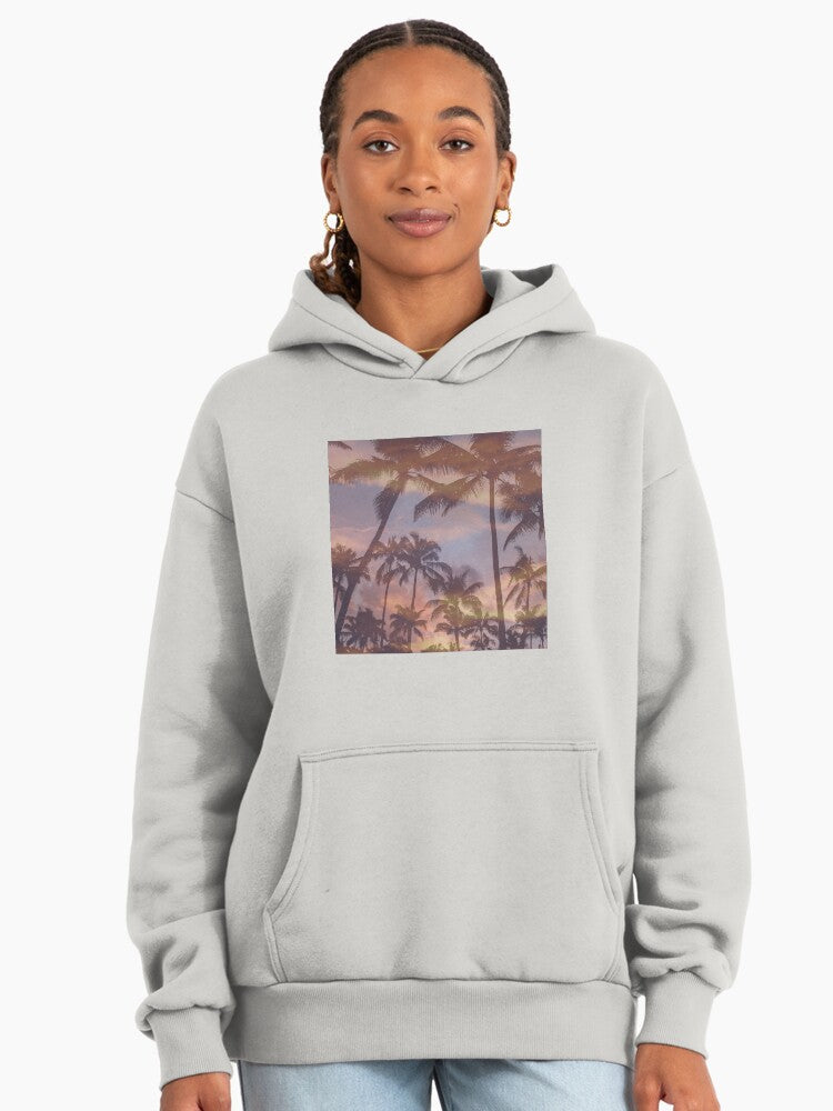 Golden Hour Sunset Hoodie - Premium Oversized Artistic Landscape Top Bone