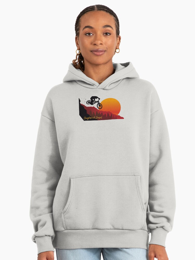 Singletrack Sunsets Hoodie - Premium Oversized Mountain Bike Gear Bone