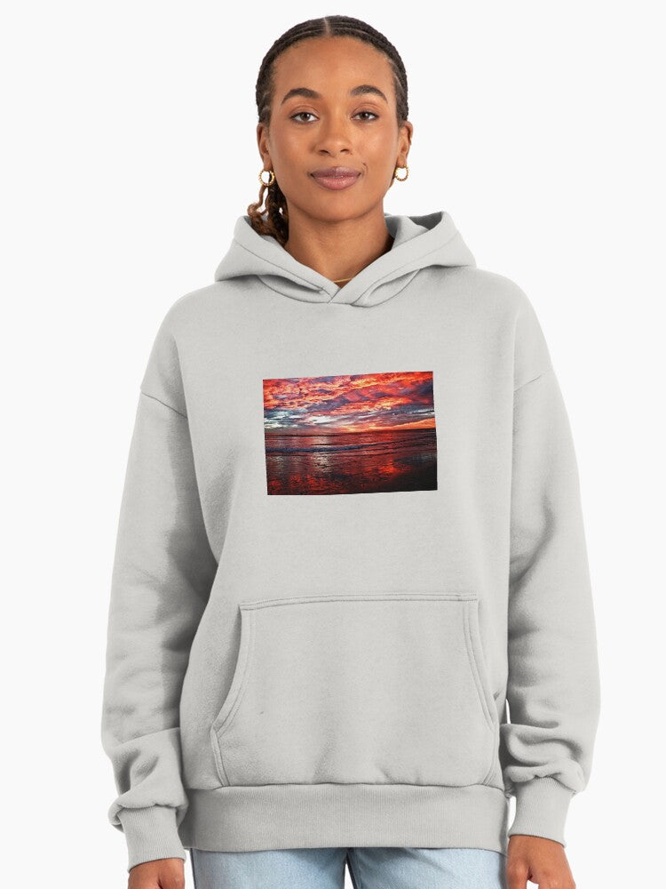 Modern Sunset Graphic Premium Oversized Hoodie Stylish Streetwear Bone