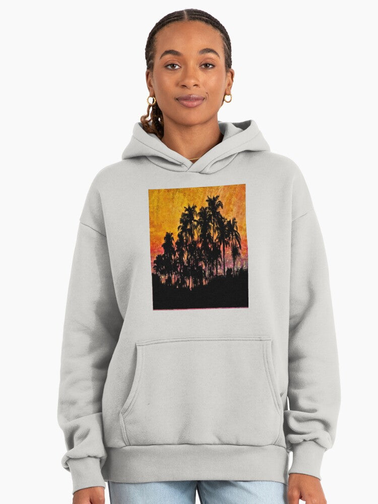 Tropical Sunset Paradise Hoodie - Premium Oversized Summer Essential Bone