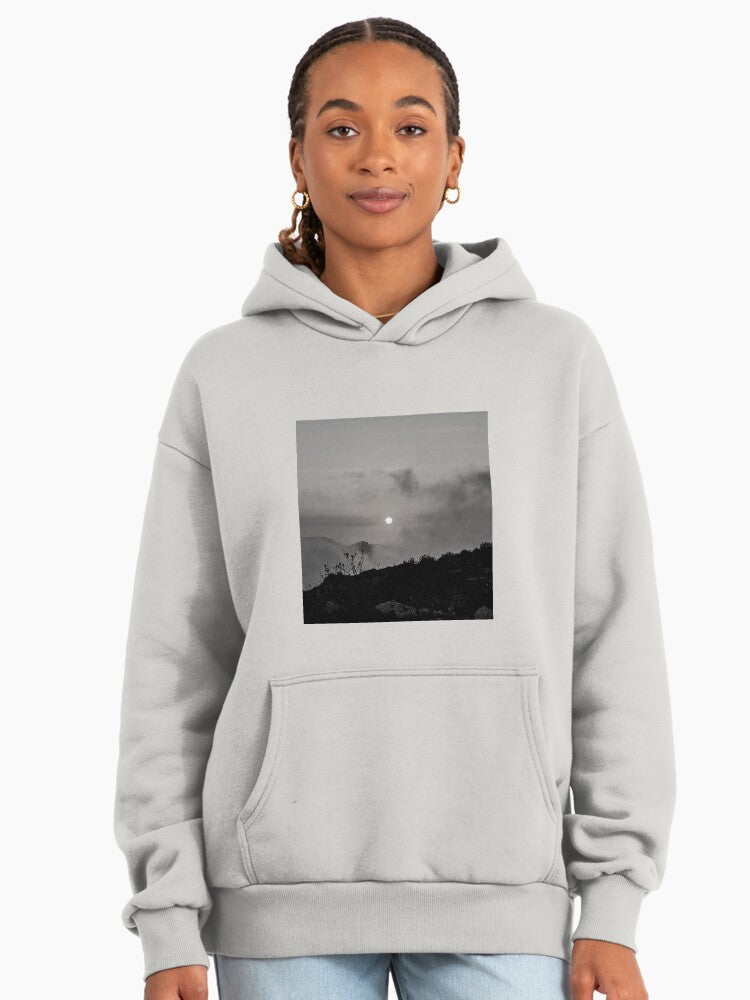 Bold SUNSET Lettering Hoodie - Premium Oversized Graphic Streetwear Bone