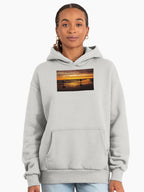 Abstract Sunset Landscape Premium Oversized Hoodie Unique Print Bone