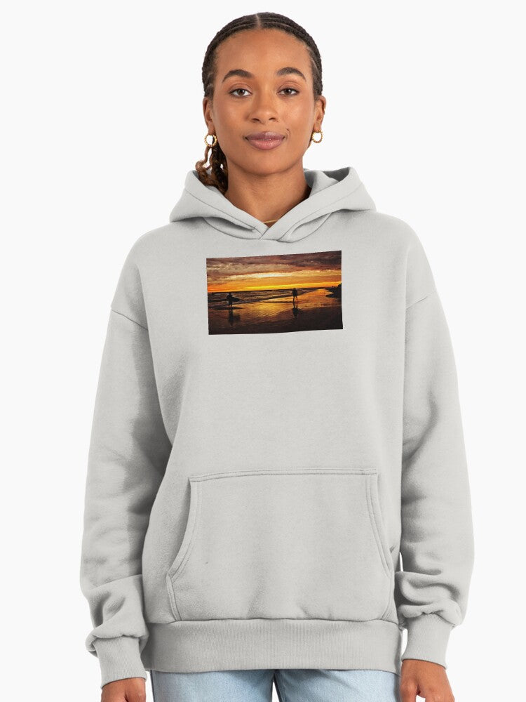 Abstract Sunset Landscape Premium Oversized Hoodie Unique Print Bone