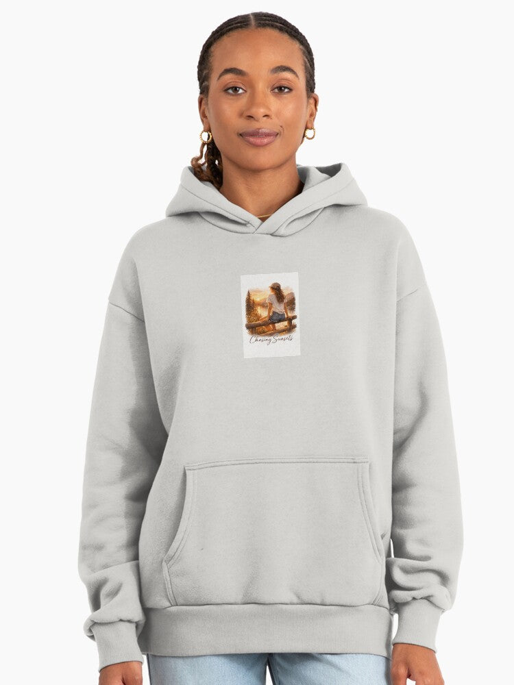 Sky Chasing Sunsets Premium Oversized Hoodie Bone