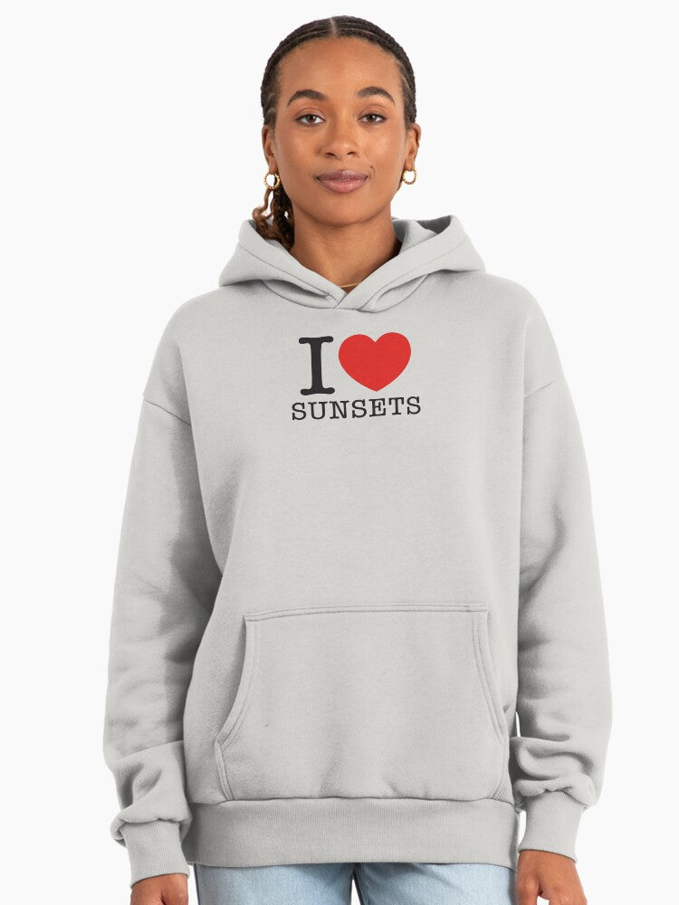 I Heart Sunsets Hoodie - Essential Evening Glow Warm Oversized Top Bone